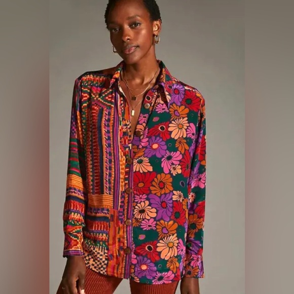 FARM RIO CLASSIC BUTTON DOWN SKIRT FLORAL PRINT-SIZE S MULTICOLOR NWT - Picture 4 of 10